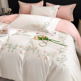 Muguet De Mai Embroidery Egyptian Cotton Bedding Set | Yedwo